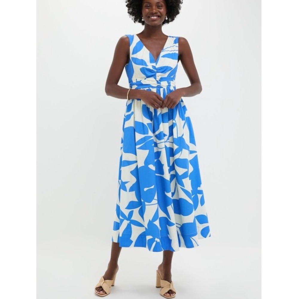 Hyacinth House Floral Carson Maxi Dress Blue White Cotton Large NWT